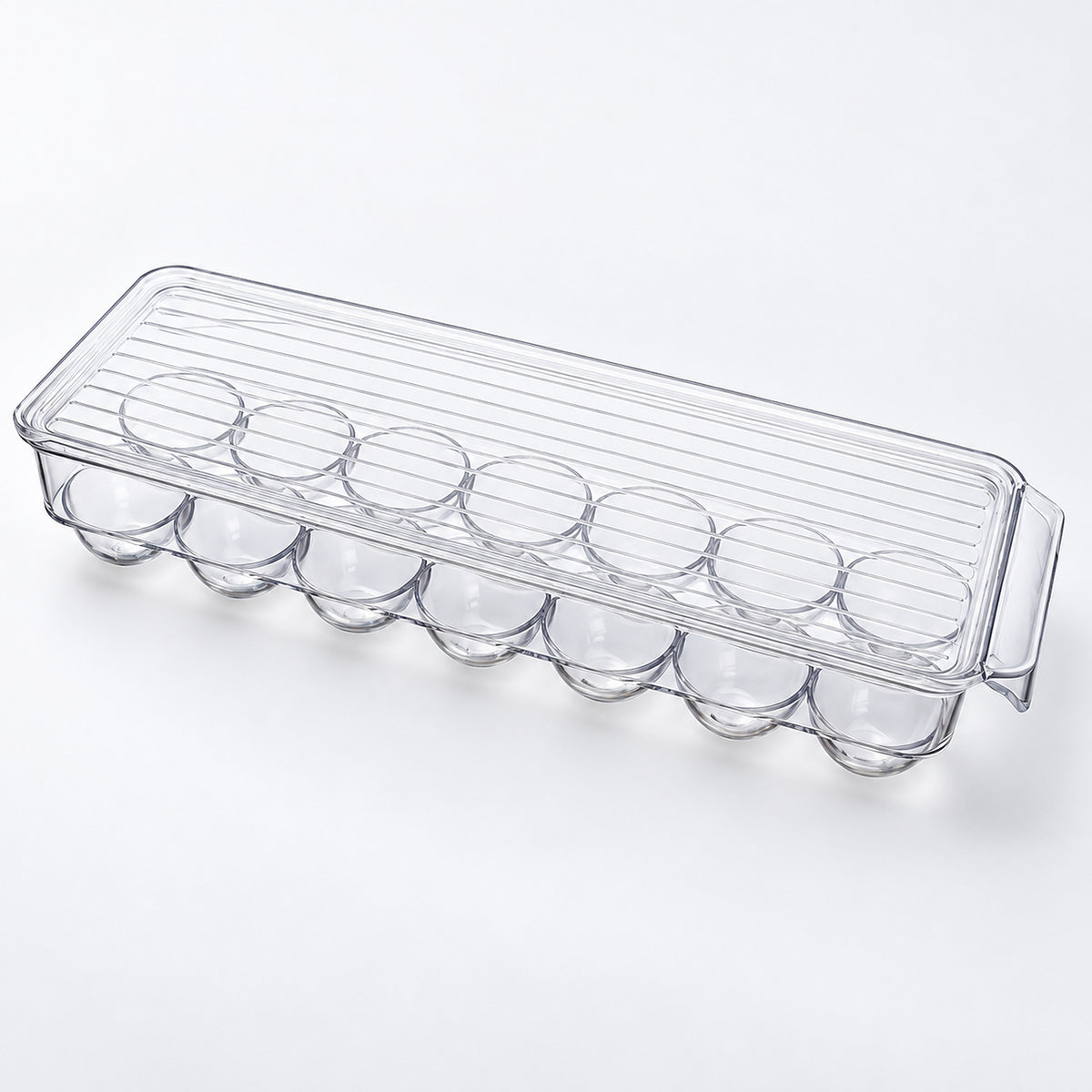 Refrigerator Organizer Bins, Clear Pantry Bins in PET Plastic, Fruit Containers for Fridge - Clear Egg Tray With Lid variant studio