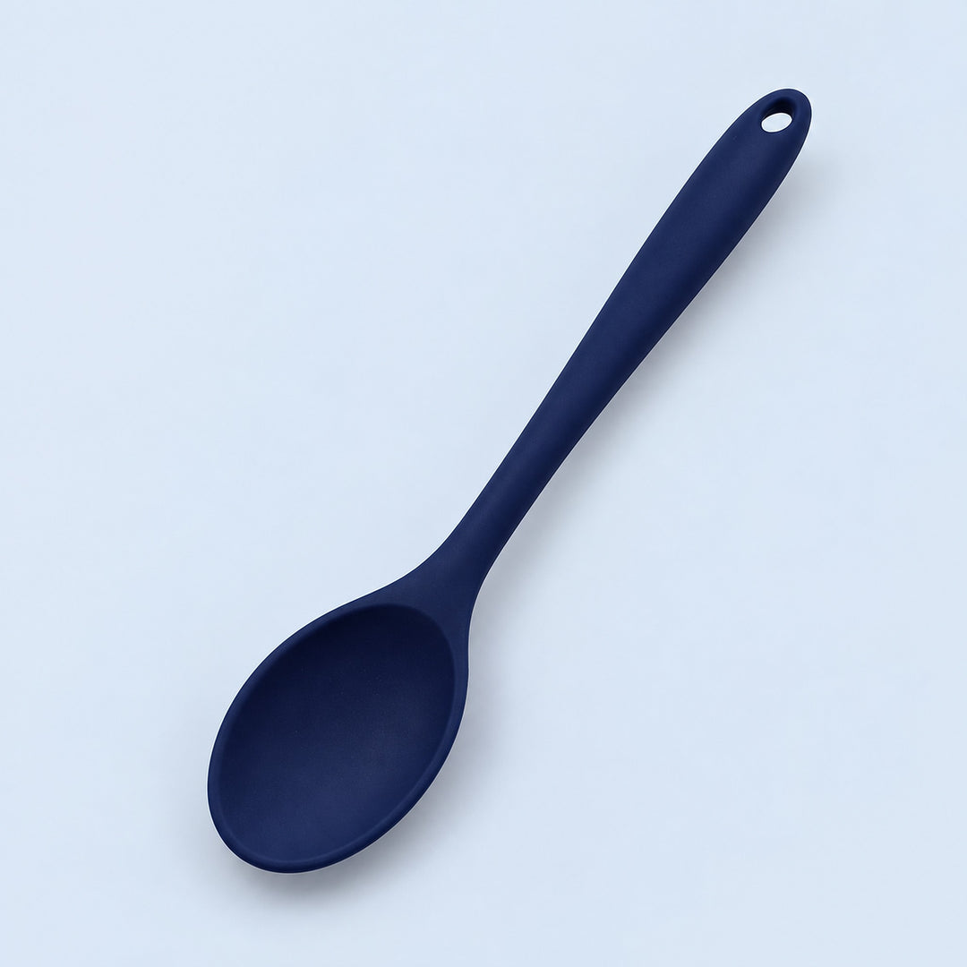 One navy blue medium silicone spoon, 20.8 x 4.2 cm.