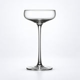 Empty 190 ml tall-stem coupe glass.