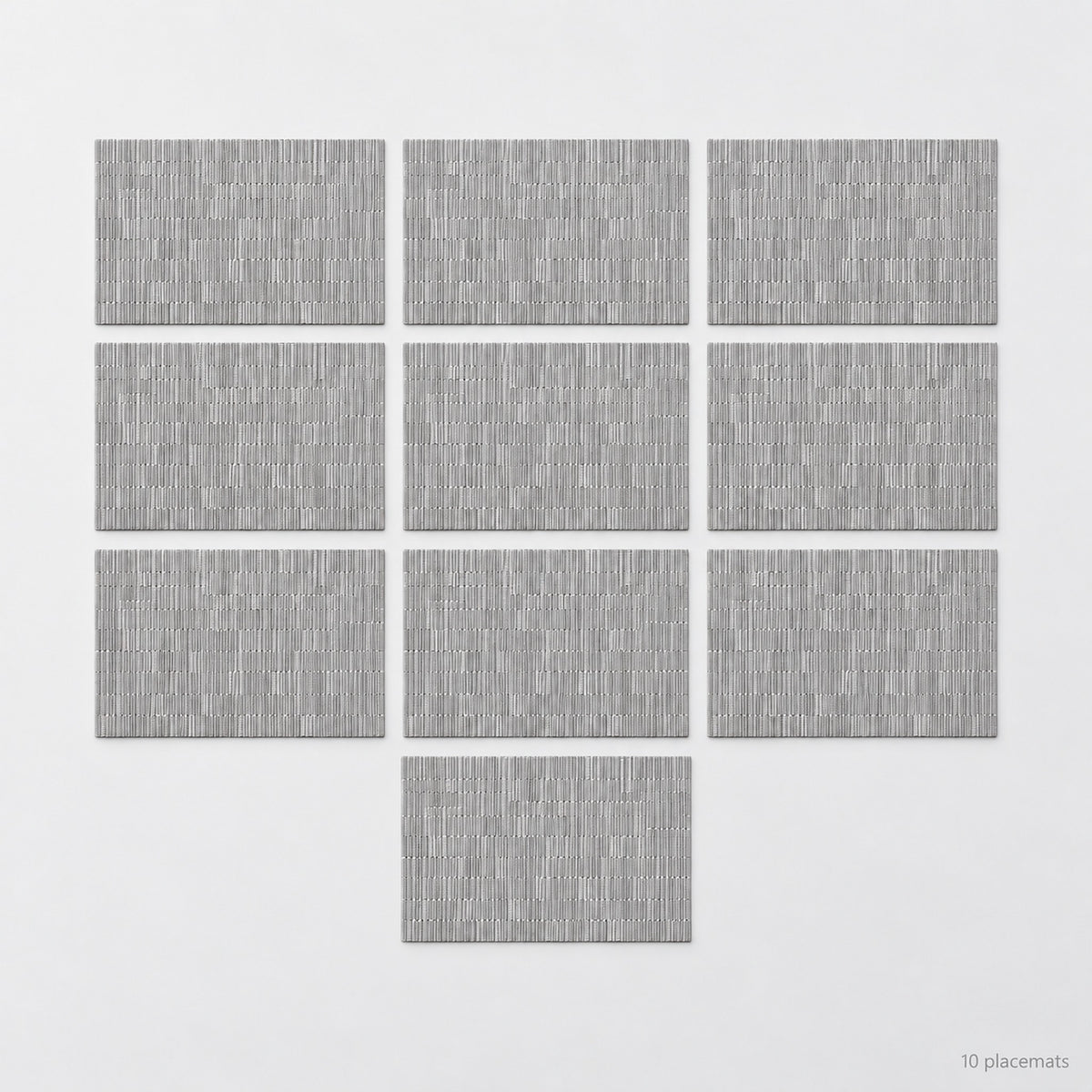 Gray woven vinyl placemats, 10-piece set, 30 by 45 cm each.