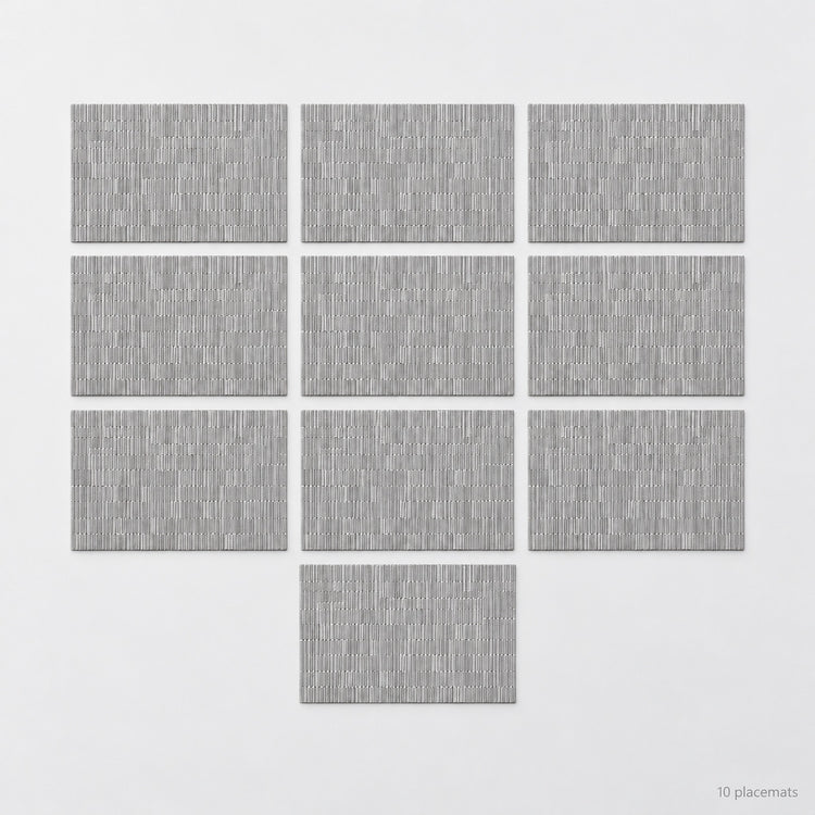 Gray woven vinyl placemats, 10-piece set, 30 by 45 cm each.
