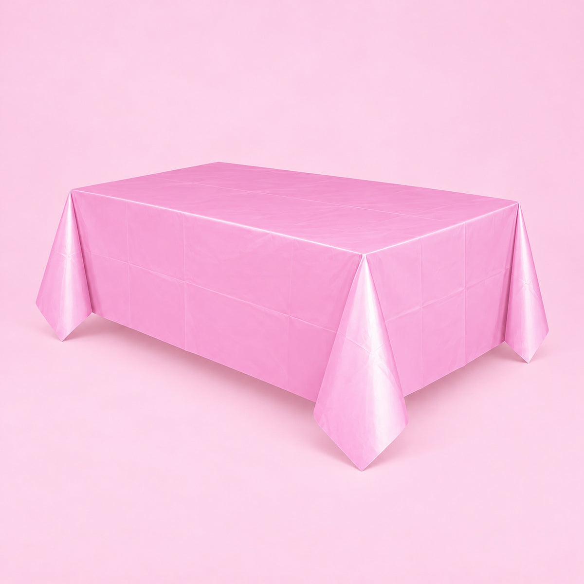 pink disposable plastic table cover style.