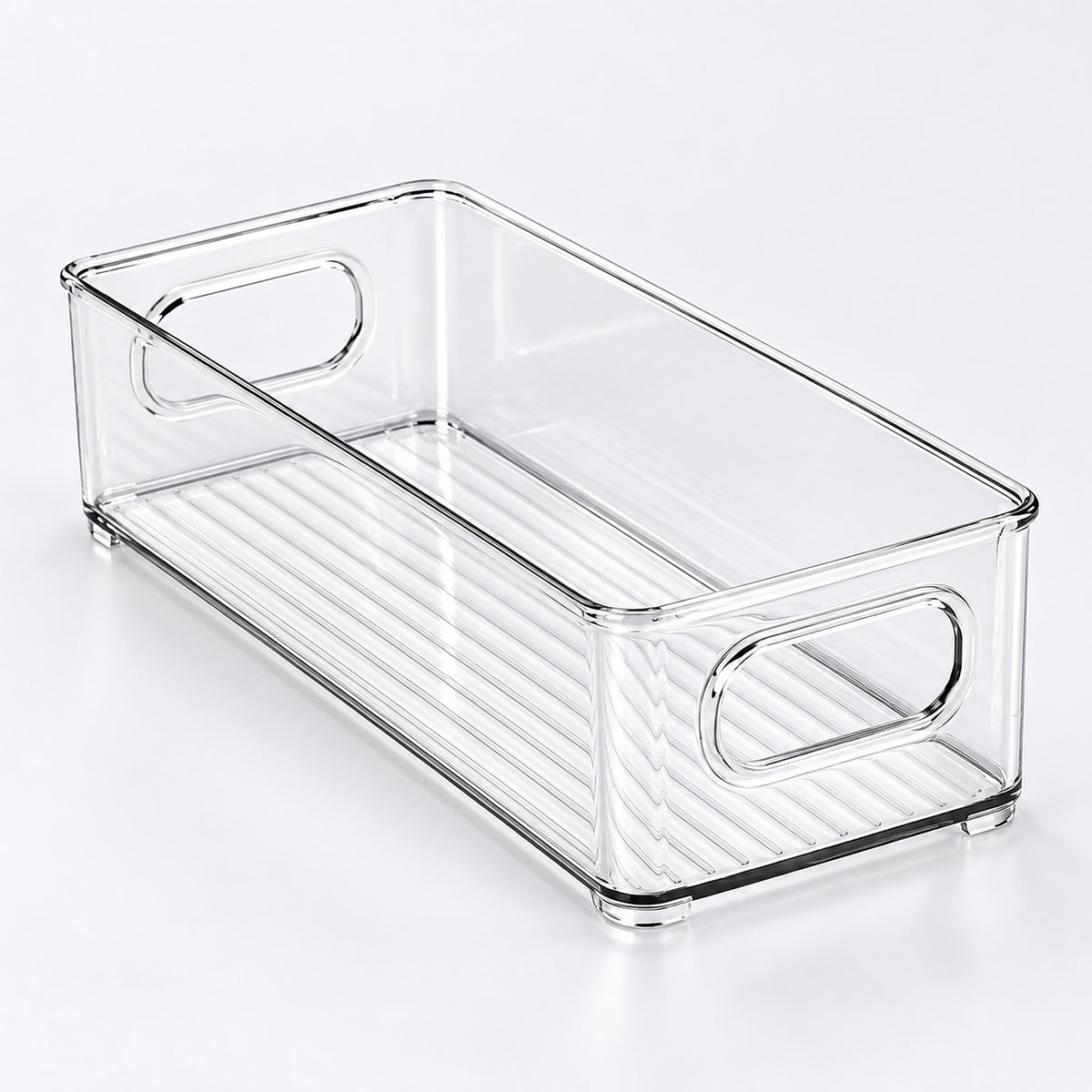 Refrigerator Organizer Bins, Clear Pantry Bins in PET Plastic, Fruit Containers for Fridge - Small Clear Shallow Bin variant studio