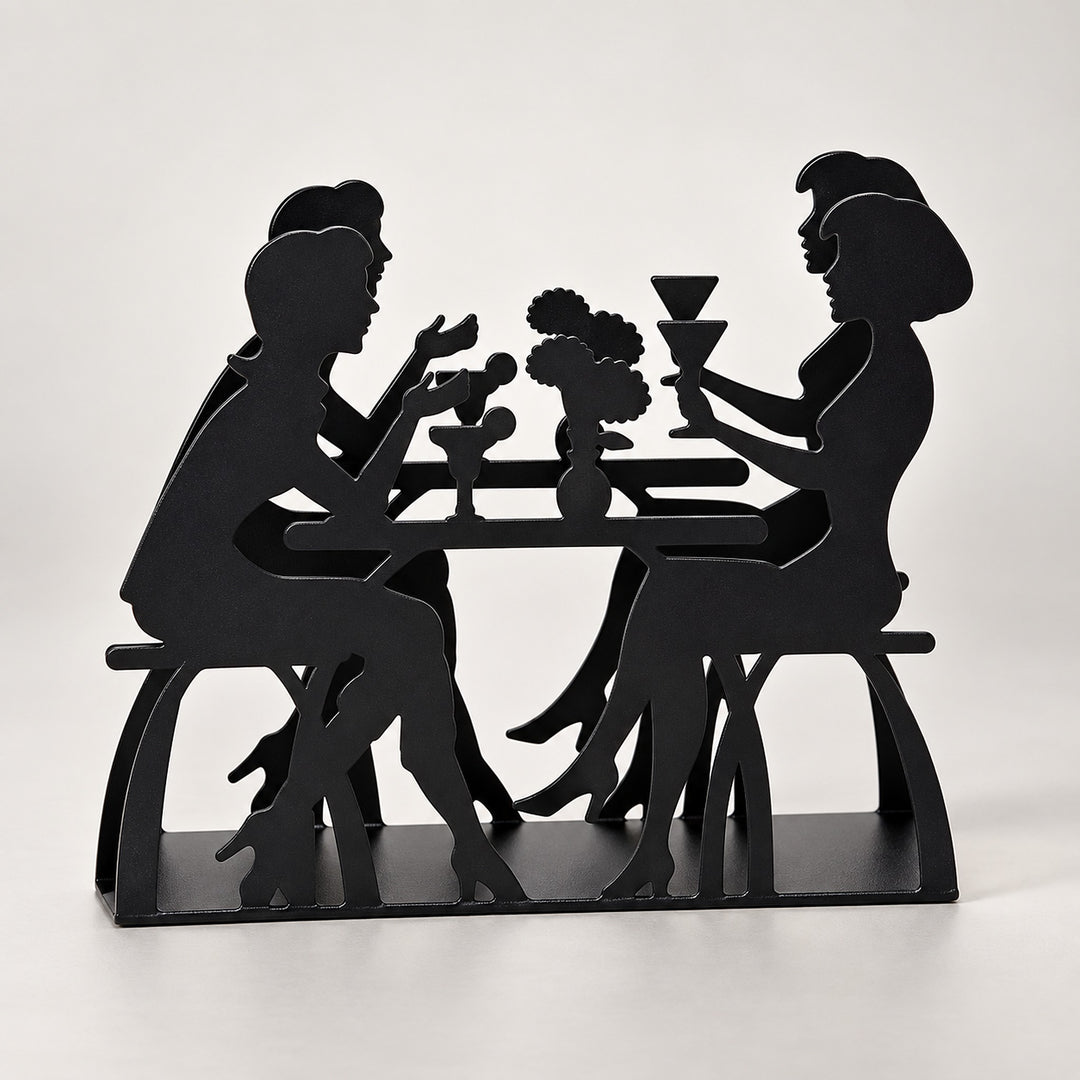 Black Dining Couple decorative metal napkin holder variant studio image