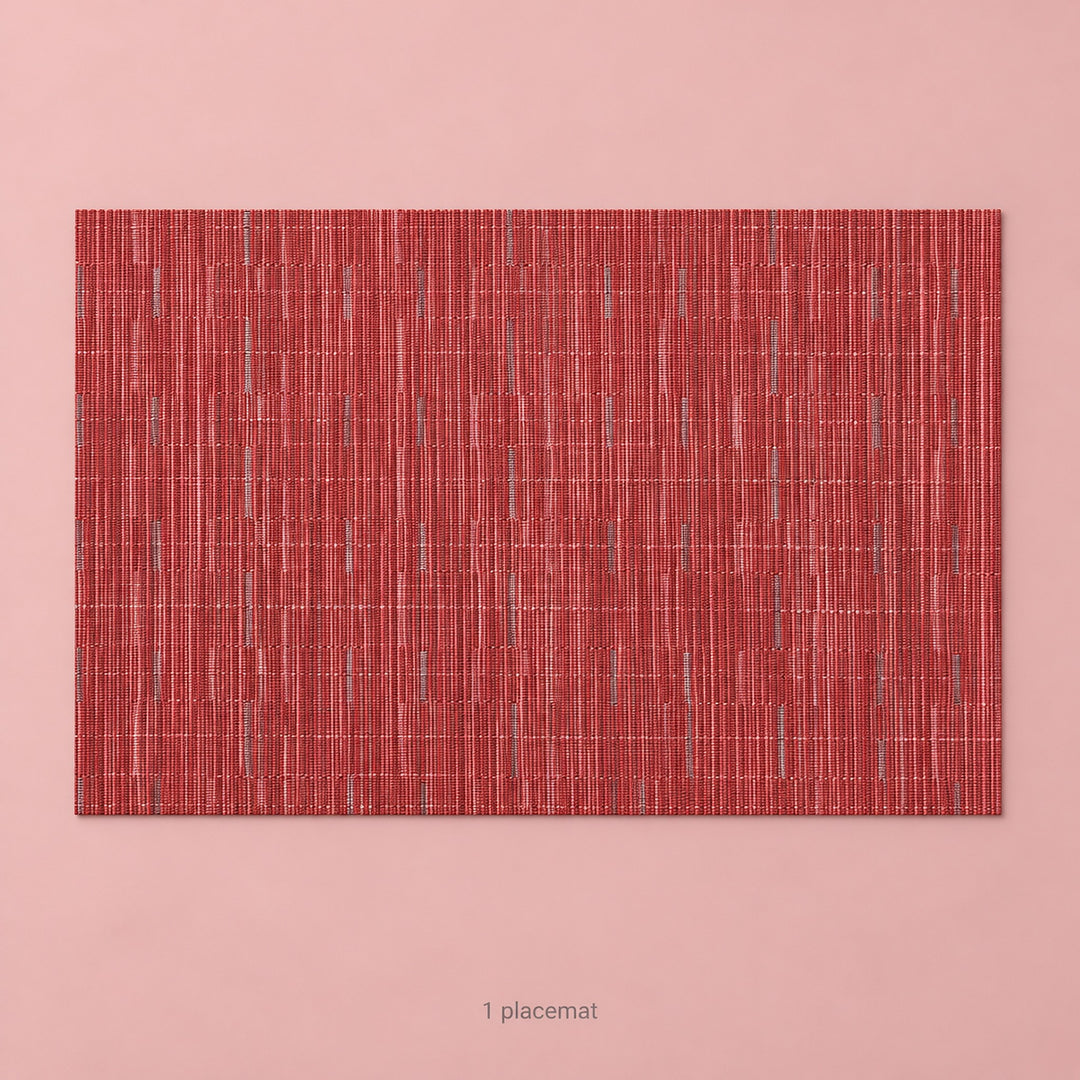 Red woven vinyl placemat, one piece, 30 by 45 cm each.