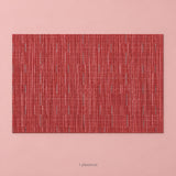 Red woven vinyl placemat, one piece, 30 by 45 cm each.