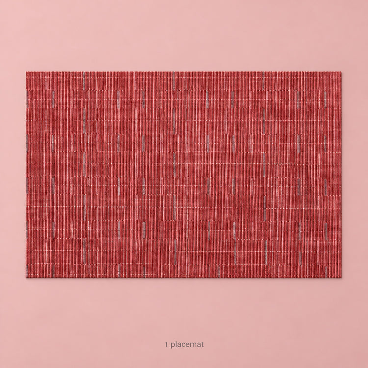 Red woven vinyl placemat, one piece, 30 by 45 cm each.