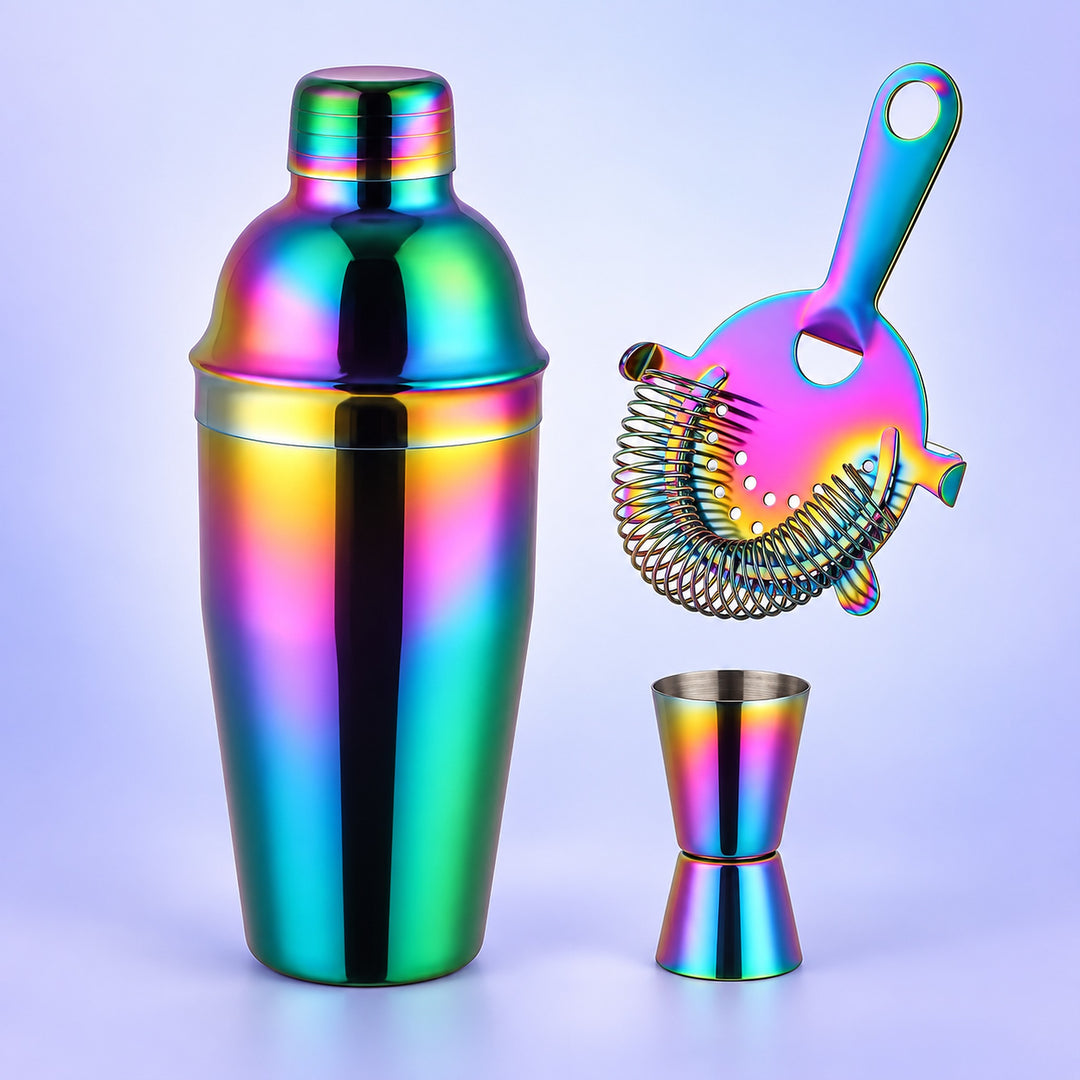 Blue Green Rainbow Bar Set Of 3 cocktail bar tool variant studio image
