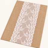 One tan placemat with floral center trim, 30 x 45 cm.