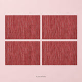 Red woven vinyl placemats, 4-piece set, 30 by 45 cm each.