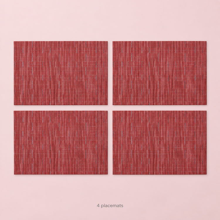 Red woven vinyl placemats, 4-piece set, 30 by 45 cm each.
