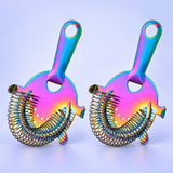 Blue Green Rainbow Strainers Set Of 2 cocktail bar tool variant studio image