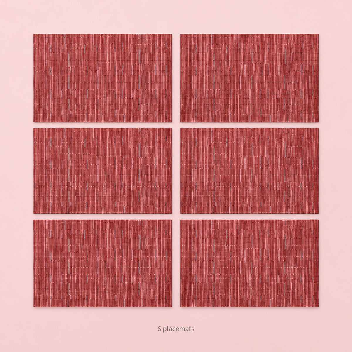 Red woven vinyl placemats, 6-piece set, 30 by 45 cm each.