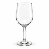 A clear stemmed wine glass with a wide bowl, photographed against a plain white background.
