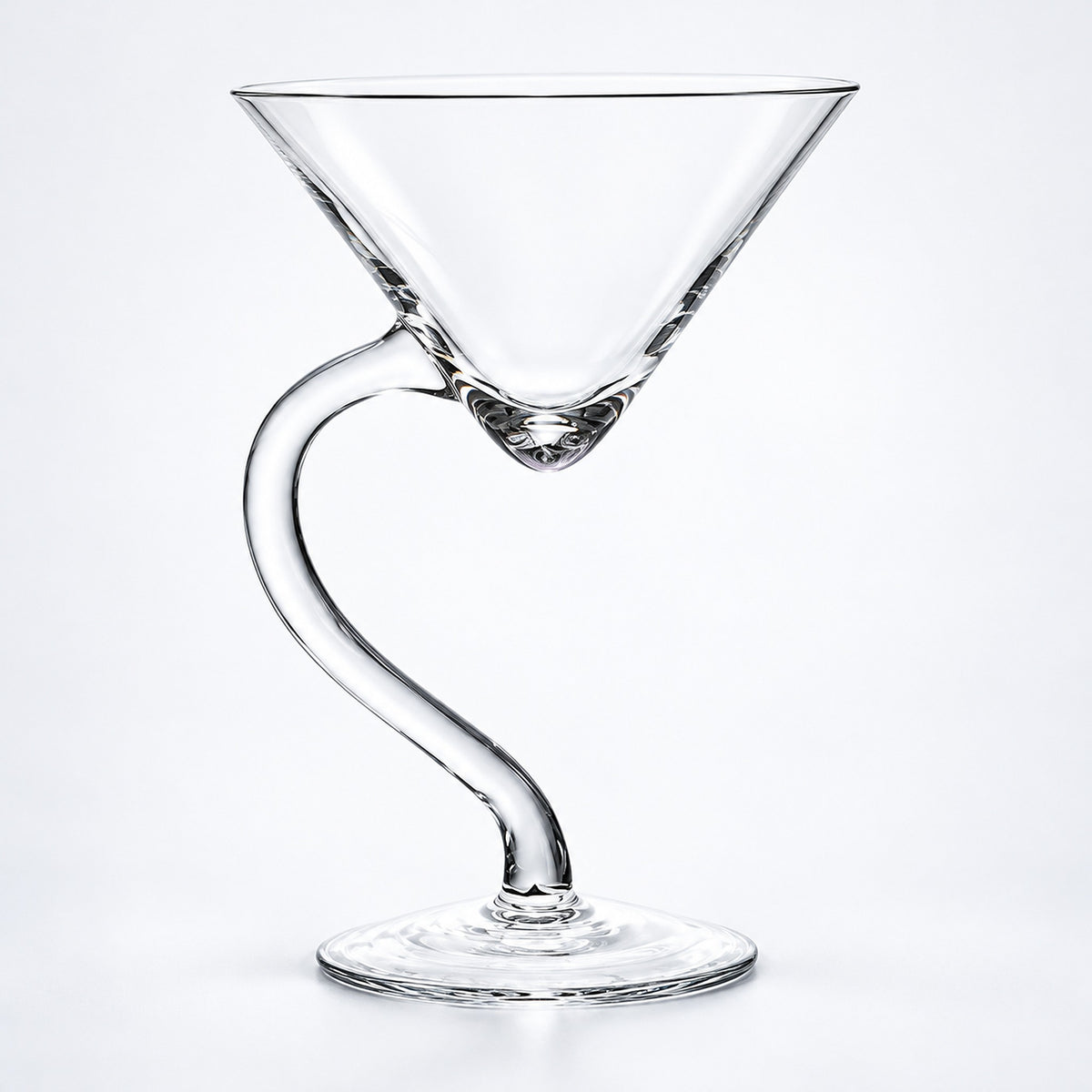 Empty 230 ml C-stem martini glass.