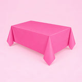 dark pink disposable plastic table cover style.