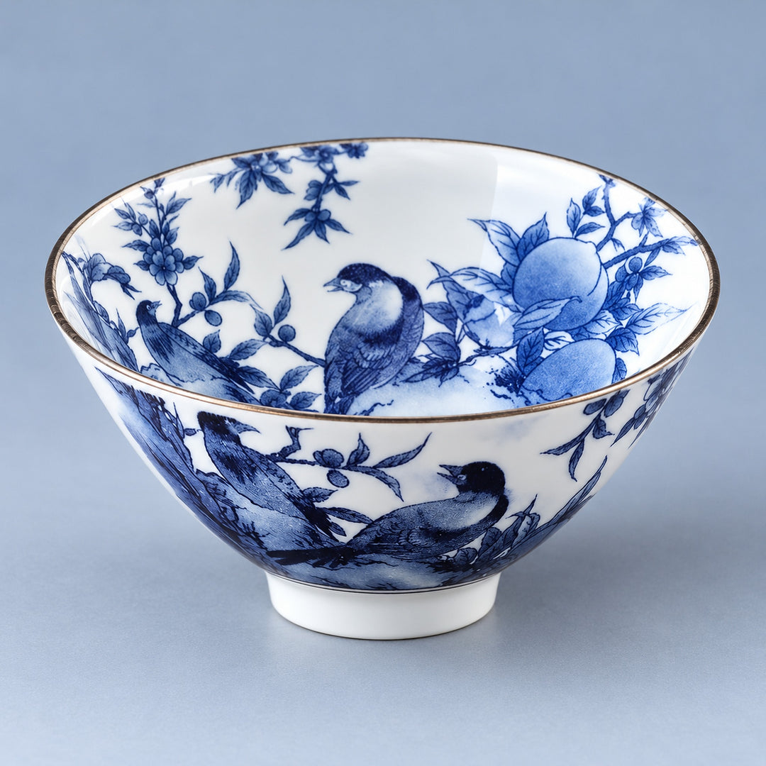 One Bird and Fruit blue-and-white porcelain tea cup, 70 ml.