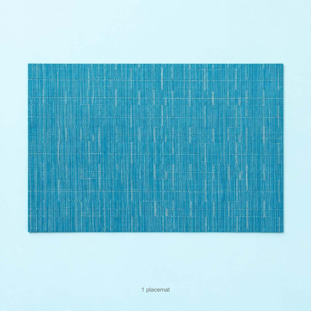 Blue woven vinyl placemat, one piece, 30 by 45 cm each.