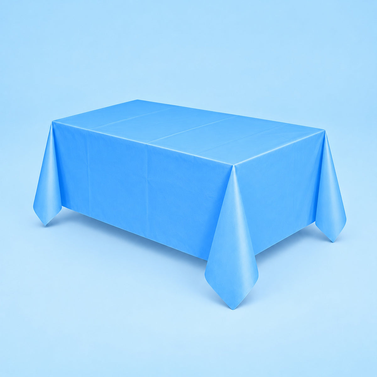 sky blue disposable plastic table cover style.