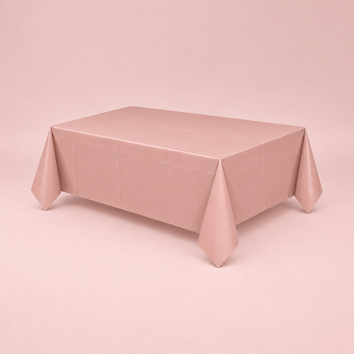 dusty rose disposable plastic table cover style.