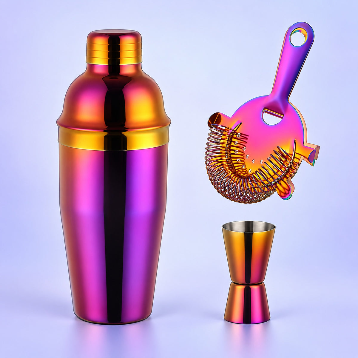 Purple Gold Rainbow Bar Set Of 3 cocktail bar tool variant studio image