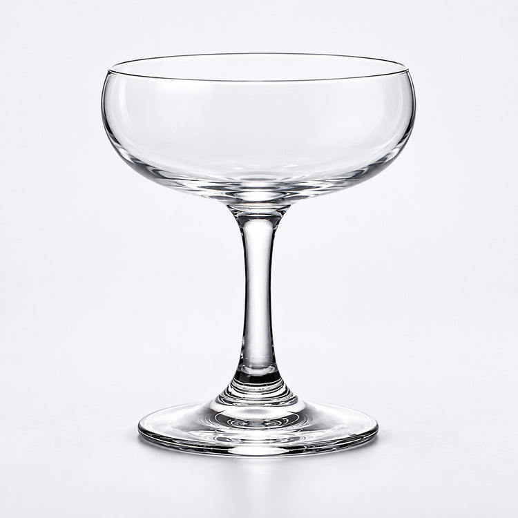 Empty 140 ml short-stem coupe glass.