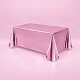glossy pink disposable plastic table cover style.