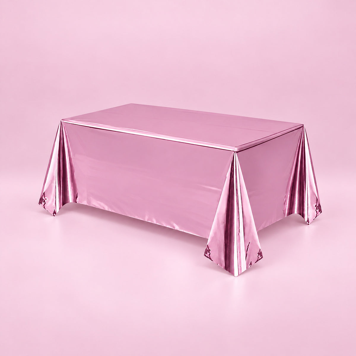 glossy pink disposable plastic table cover style.
