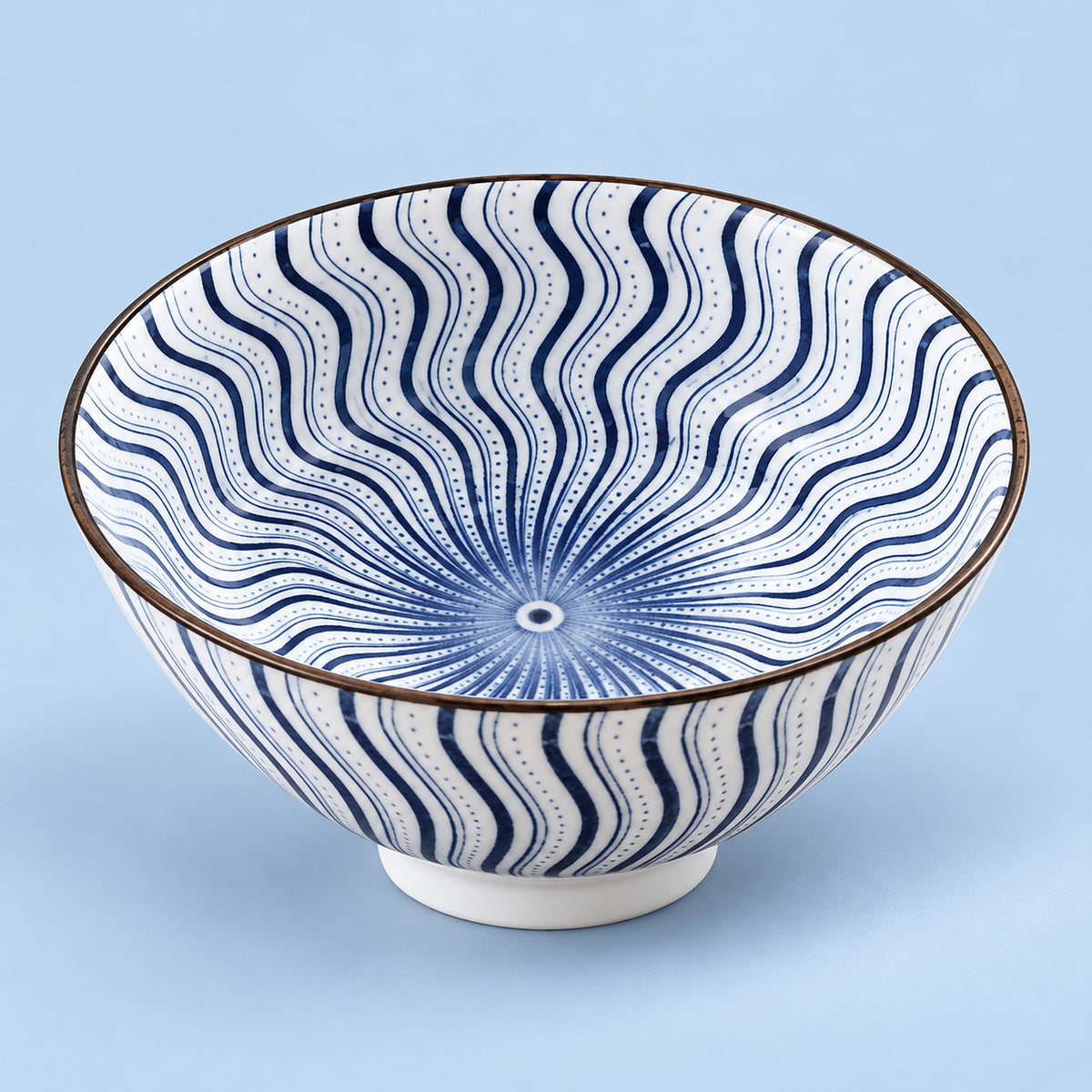 One Wavy Stripes blue-and-white porcelain tea cup, 70 ml.