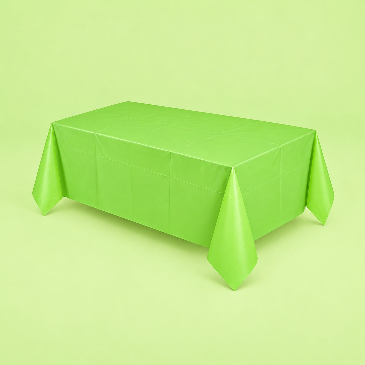 lime green disposable plastic table cover style.