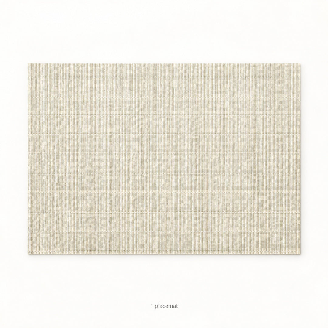 Cream woven vinyl placemat, one piece, 30 by 45 cm each.