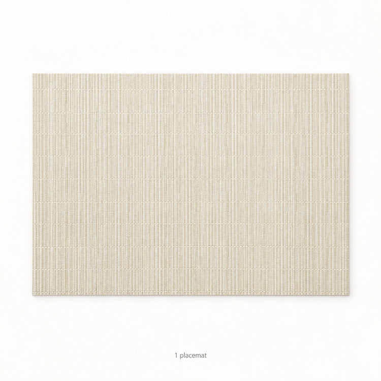 Cream woven vinyl placemat, one piece, 30 by 45 cm each.