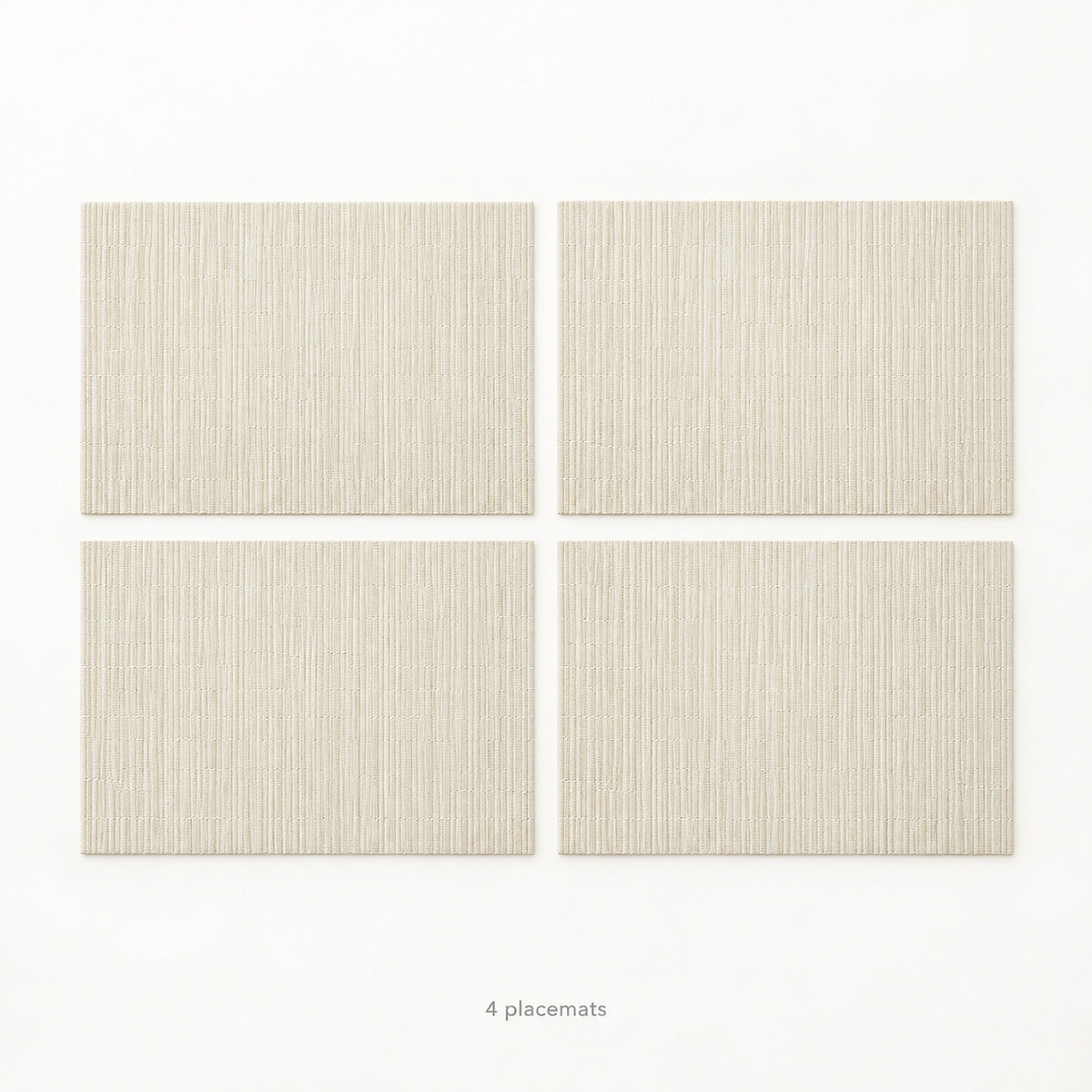 Cream woven vinyl placemats, 4-piece set, 30 by 45 cm each.
