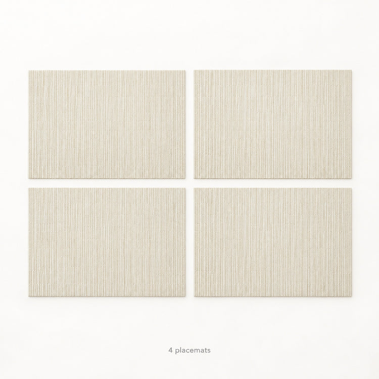 Cream woven vinyl placemats, 4-piece set, 30 by 45 cm each.