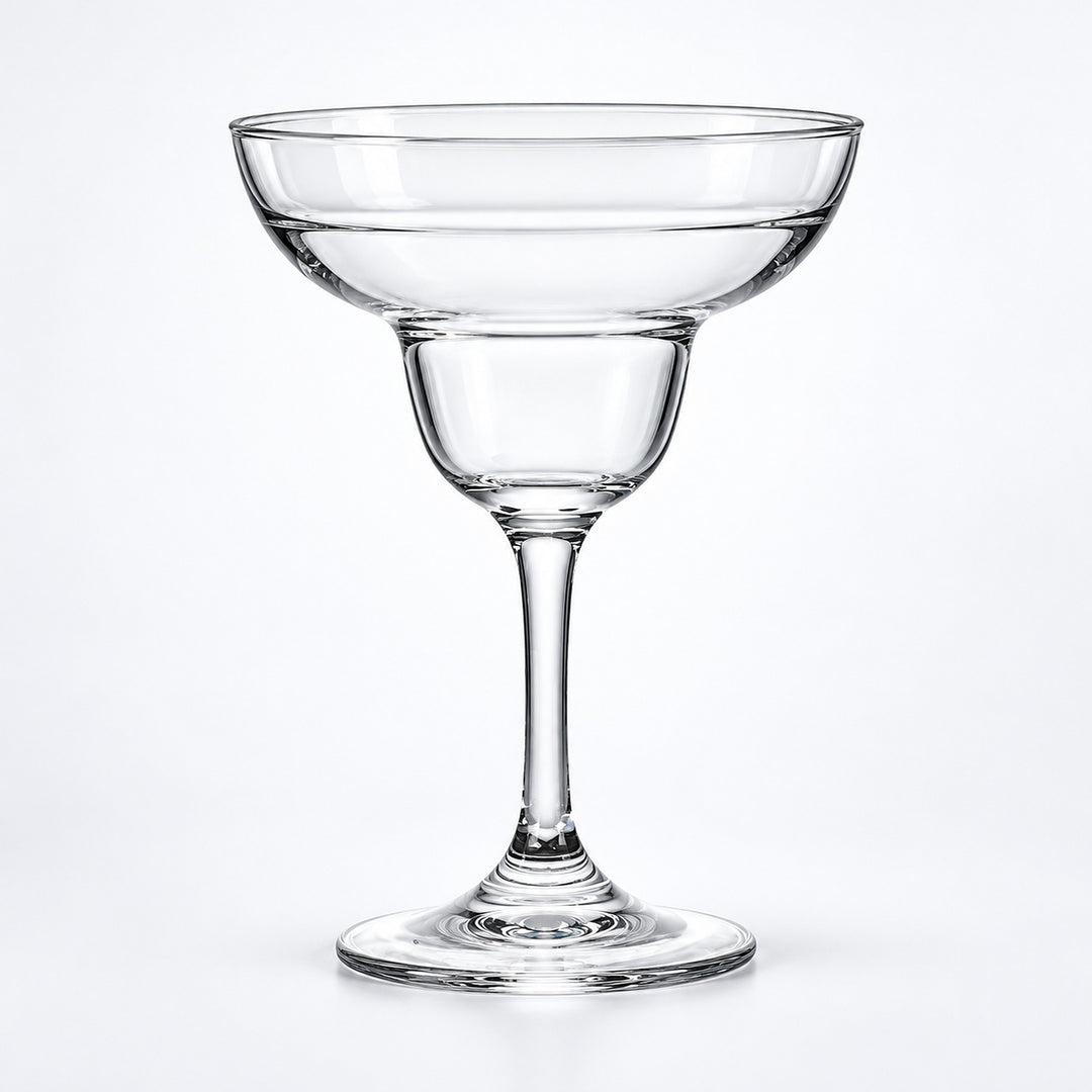 Empty 190 ml stepped-bowl margarita glass.