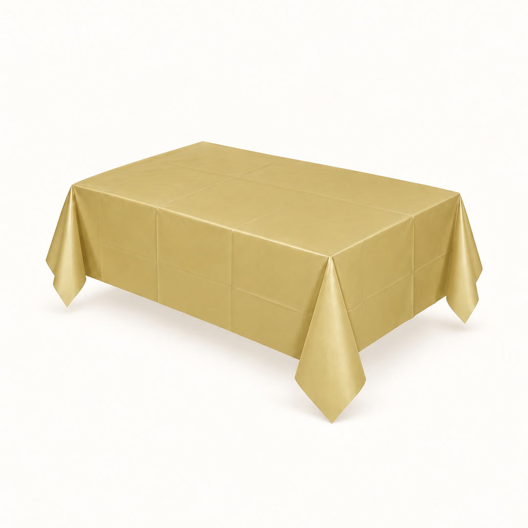 muted gold disposable plastic table cover style.