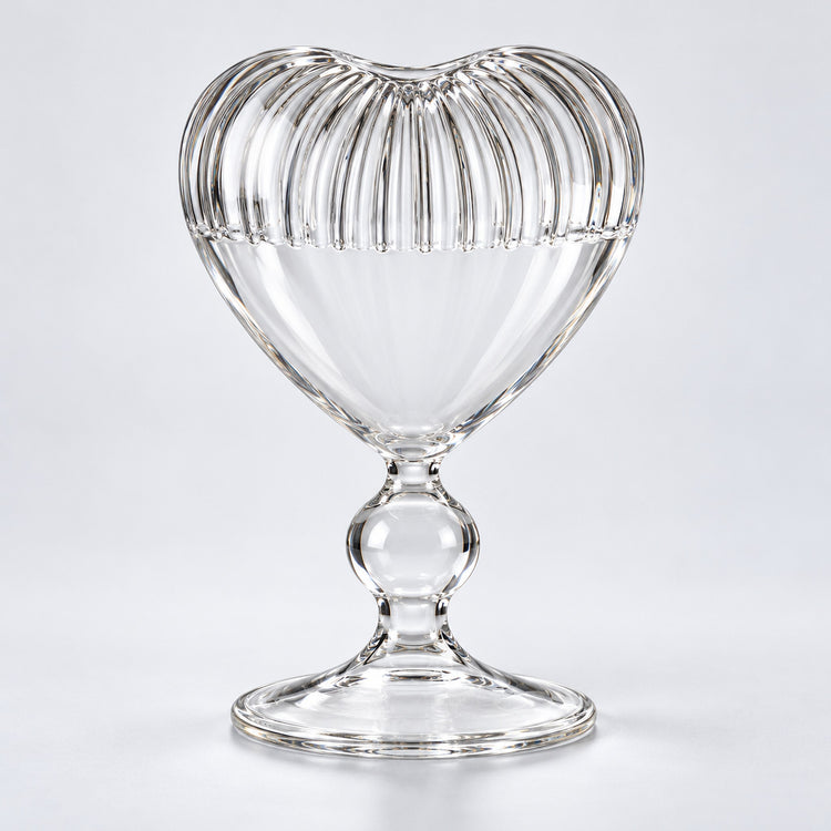 Empty 220 ml ribbed heart glass.