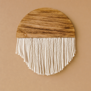 Arched Wood and Fringe Wall Hanging, 30 to 75 cm - Circle, 30 cm