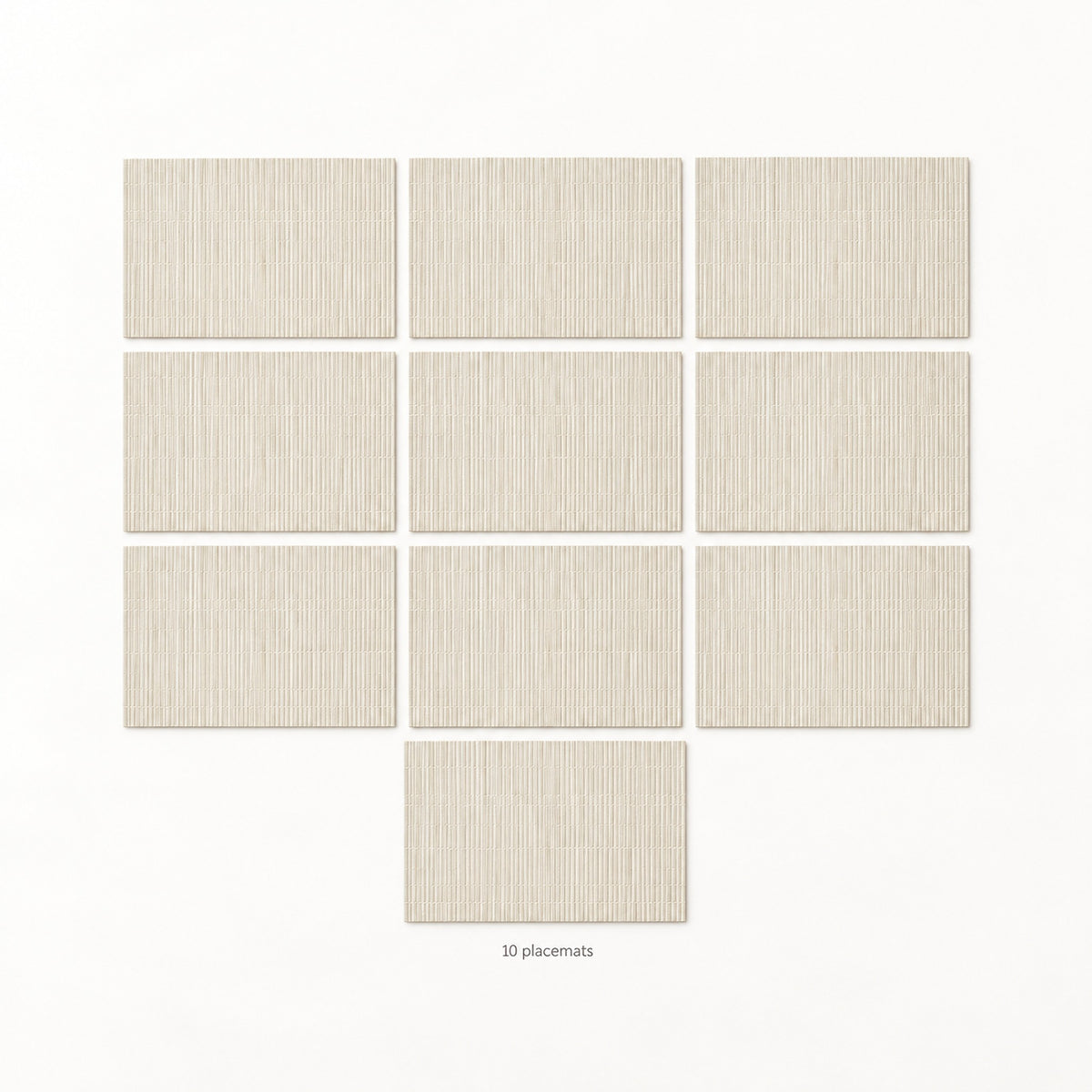 Cream woven vinyl placemats, 10-piece set, 30 by 45 cm each.
