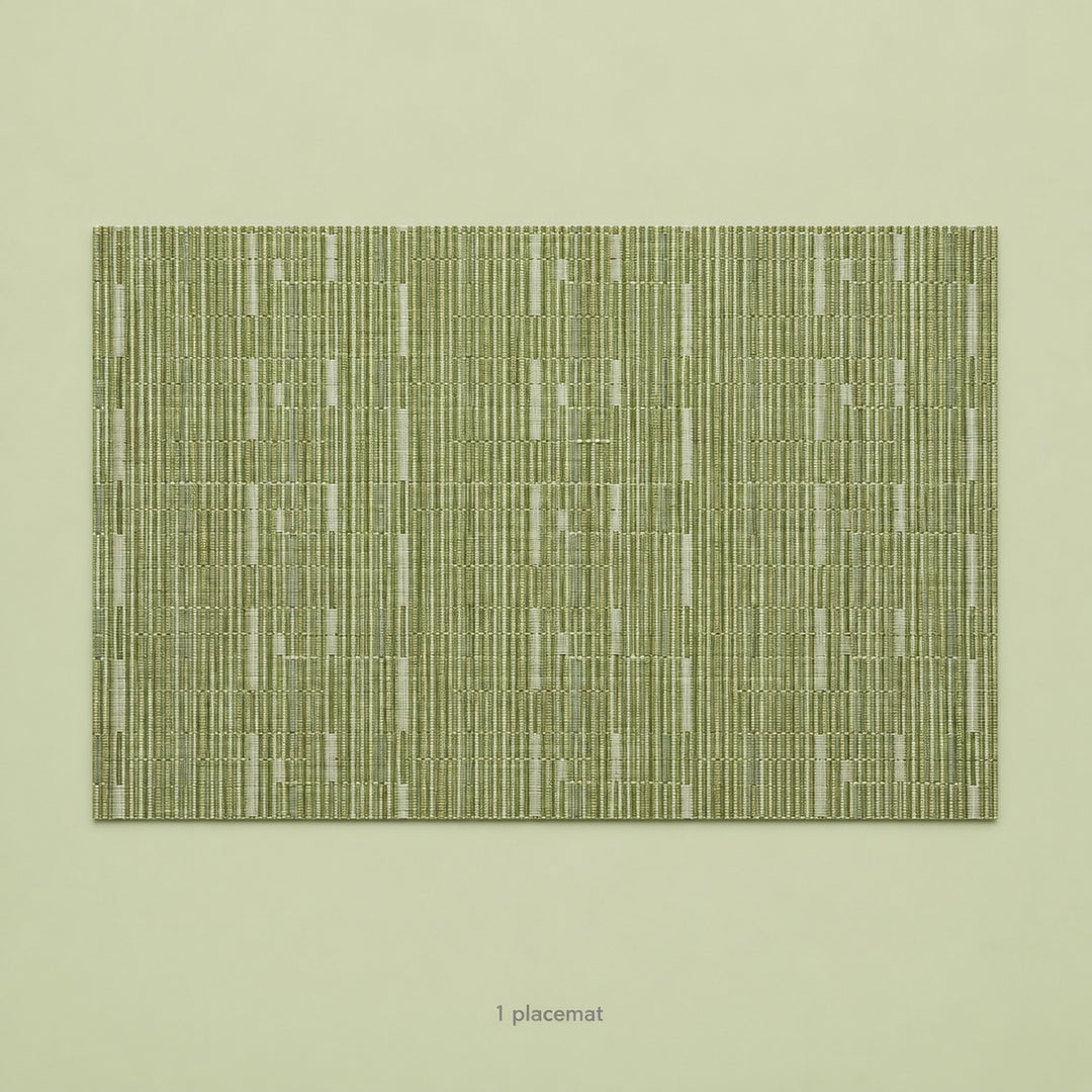 Green woven vinyl placemat, one piece, 30 by 45 cm each.