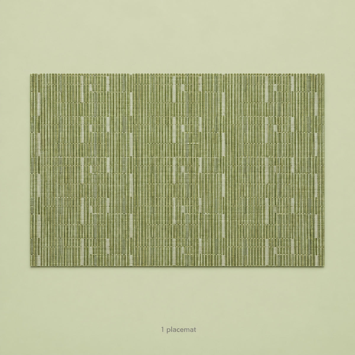 Green woven vinyl placemat, one piece, 30 by 45 cm each.