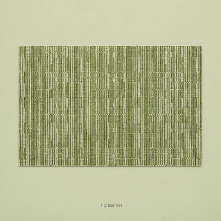 Green woven vinyl placemat, one piece, 30 by 45 cm each.