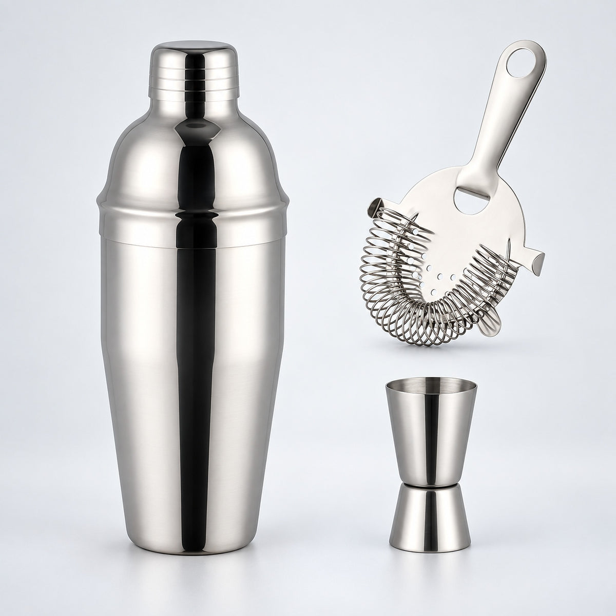 Silver Bar Set Of 3 cocktail bar tool variant studio image