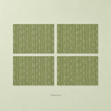 Green woven vinyl placemats, 4-piece set, 30 by 45 cm each.