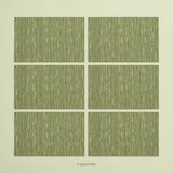 Green woven vinyl placemats, 6-piece set, 30 by 45 cm each.