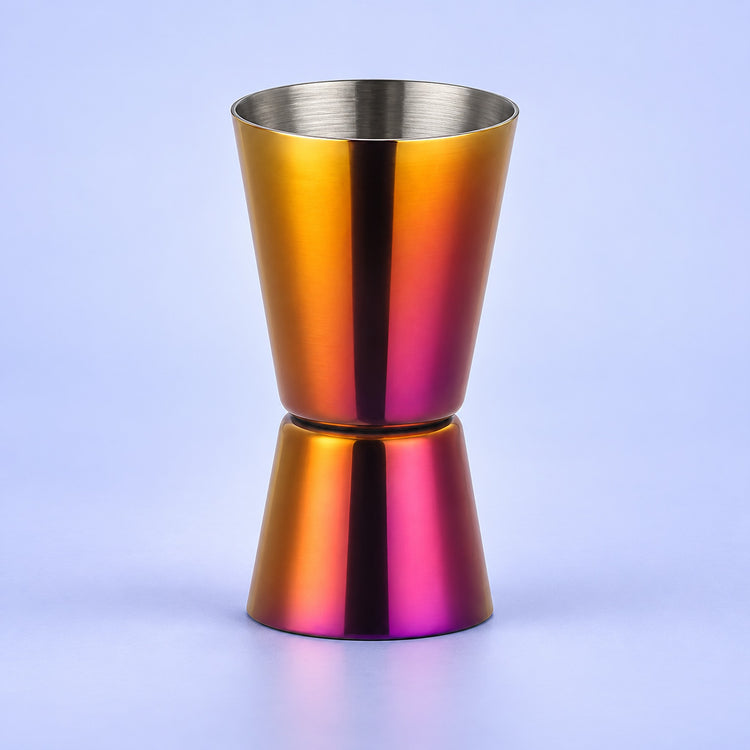 Purple Gold Rainbow Jigger 1 Piece cocktail bar tool variant studio image