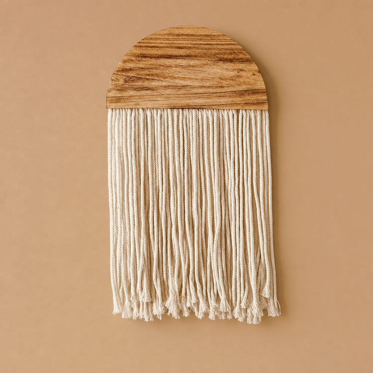 Arched Wood and Fringe Wall Hanging, 30 to 75 cm - Short, 45-50 cm