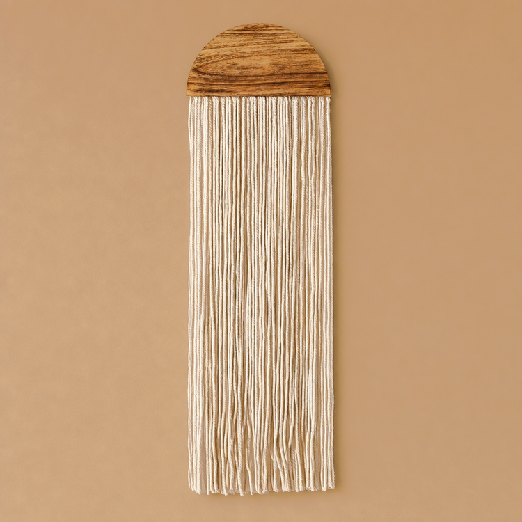Arched Wood and Fringe Wall Hanging, 30 to 75 cm - Long, 75 cm