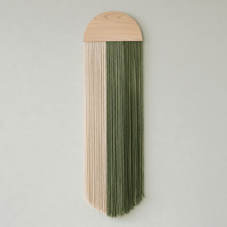 Arched Board Cord Hanging, 30 x 85 cm, 3 Colors - Cream & Green, pale board