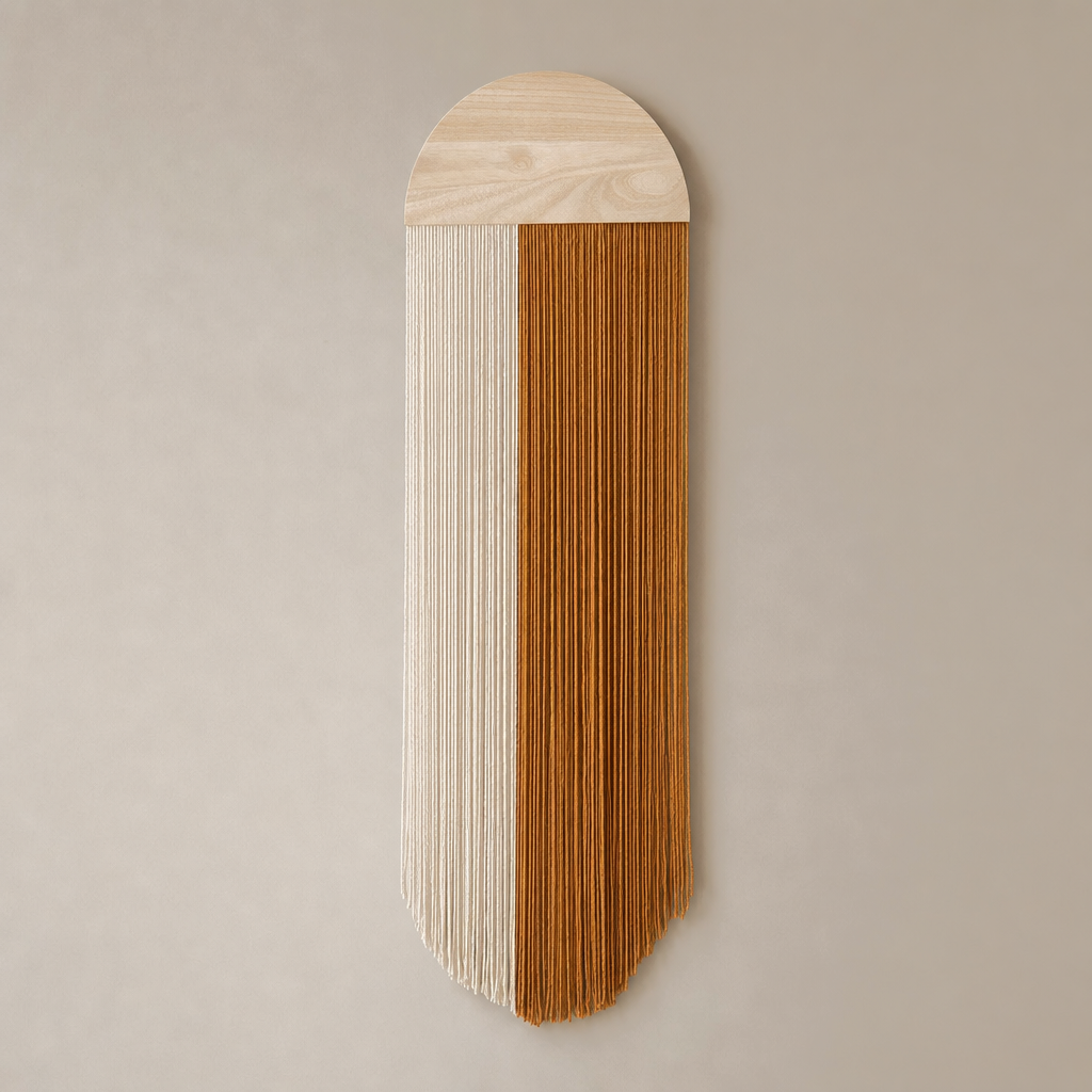 Arched Board Cord Hanging, 30 x 85 cm, 3 Colors - Cream & Brown, pale board